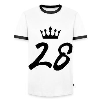 28 Number crown - Men's Ringer Shirt - white/black - Front - AI Model Female 172 light (172cm) & AI Model Male 178 dark (178cm)