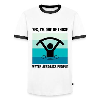 Water aerobics Aquatic fitness Aqua Exercise - Men's Ringer Shirt - white/black - Front - AI Model Female 172 light (172cm) & AI Model Male 178 dark (178cm)