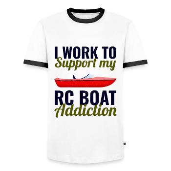 Rc Boat Racing Electric Powerboat Speedboat Race - Men's Ringer Shirt - white/black - Front - AI Model Female 172 light (172cm) & AI Model Male 178 dark (178cm)