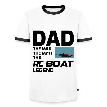 Rc Boat Racing Dad Race Bateau à moteur Fête des pères - T-shirt contrasté Homme - blanc/noir - Devant - AI Model Female 172 light (172cm) & AI Model Male 178 dark (178cm)