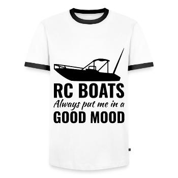 Rc Boat Racing Powerboat Speedboat Offshore Race - Men's Ringer Shirt - white/black - Front - AI Model Female 172 light (172cm) & AI Model Male 178 dark (178cm)