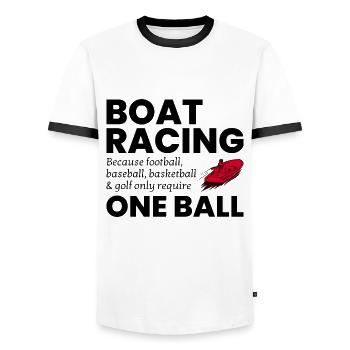 Boat Racing Powerboat Speedboat Offshore Race - Men's Ringer Shirt - white/black - Front - AI Model Female 172 light (172cm) & AI Model Male 178 dark (178cm)