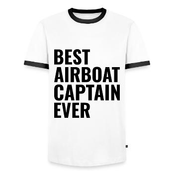Airboat Fanboat Airboating Bateau marécageux Capitaine - T-shirt contrasté Homme - blanc/noir - Devant - AI Model Female 172 light (172cm) & AI Model Male 178 dark (178cm)