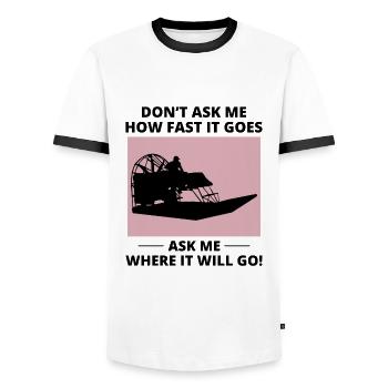 Airboat Fanboat Airboating Planeboat Bateau de marais - T-shirt contrasté Homme - blanc/noir - Devant - AI Model Female 172 light (172cm) & AI Model Male 178 dark (178cm)