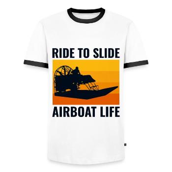 Airboat Fanboot Airboating Vintage Retro - Männer Kontrast-T-Shirt - Weiß/Schwarz - Vorne - AI Model Female 172 light (172cm) & AI Model Male 178 dark (178cm)