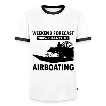 Airboat Fanboat Airboating Planeboat Bateau de marais - T-shirt contrasté Homme - blanc/noir - Devant - AI Model Female 172 light (172cm) & AI Model Male 178 dark (178cm)