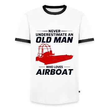 Airboat Fanboat Airboating Papa Grand-père Fête des pères - T-shirt contrasté Homme - blanc/noir - Devant - AI Model Female 172 light (172cm) & AI Model Male 178 dark (178cm)