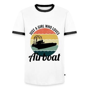 Airboat Fanboat Airboating Planeboat Bateau de marais - T-shirt contrasté Homme - blanc/noir - Devant - AI Model Female 172 light (172cm) & AI Model Male 178 dark (178cm)