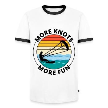 Kitesurfing Kitesurf Kiteboarding Kiteboard - Men's Ringer Shirt - white/black - Front - AI Model Female 172 light (172cm) & AI Model Male 178 dark (178cm)