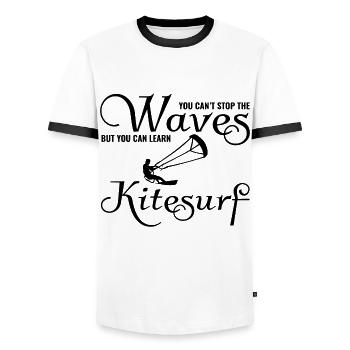Kitesurfing Kitesurf Kiteboarding Kiteboarder - Men's Ringer Shirt - white/black - Front - AI Model Female 172 light (172cm) & AI Model Male 178 dark (178cm)