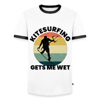 Kitesurfing Kitesurf Kiteboarding Kiteboarder - Men's Ringer Shirt - white/black - Front - AI Model Female 172 light (172cm) & AI Model Male 178 dark (178cm)