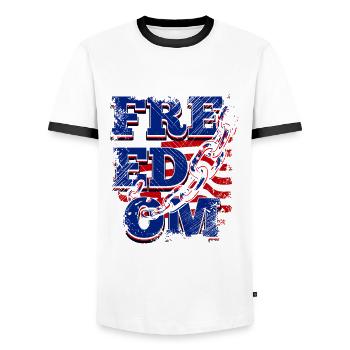Eine Schöne Freedom & Freiheit Design - Männer Kontrast-T-Shirt - Weiß/Schwarz - Vorne - AI Model Female 172 light (172cm) & AI Model Male 178 dark (178cm)
