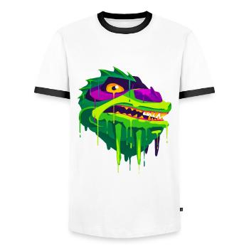 A Beautiful and Fun Kuo Toa Dragon Design - Men's Ringer Shirt - white/black - Front - AI Model Female 172 light (172cm) & AI Model Male 178 dark (178cm)