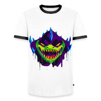 A Beautiful and Fun Slaadi Dragon Design - Men's Ringer Shirt - white/black - Front - AI Model Female 172 light (172cm) & AI Model Male 178 dark (178cm)