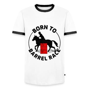 Barrel Racer Reiten Racing Rodeo Lustig - Männer Kontrast-T-Shirt - Weiß/Schwarz - Vorne - AI Model Female 172 light (172cm) & AI Model Male 178 dark (178cm)