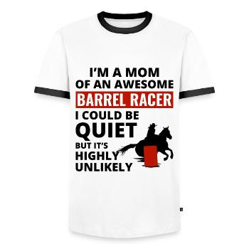 Barrel Racer Racing Horse Riding Mom Mothers day - Men's Ringer Shirt - white/black - Front - AI Model Female 172 light (172cm) & AI Model Male 178 dark (178cm)