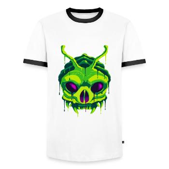 A Frightening Yugoloth Extraterrestrial Design - Men's Ringer Shirt - white/black - Front - AI Model Female 172 light (172cm) & AI Model Male 178 dark (178cm)