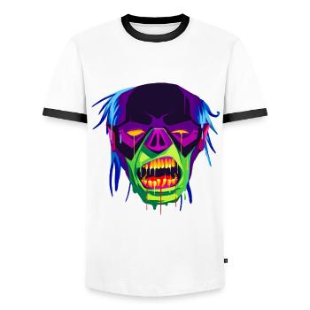 Ein Schönes und Gruseliges Zombie Design - Männer Kontrast-T-Shirt - Weiß/Schwarz - Vorne - AI Model Female 172 light (172cm) & AI Model Male 178 dark (178cm)