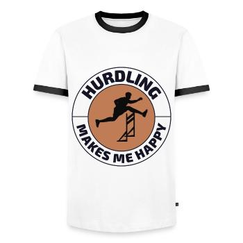 Hurdles Hurdling Hurdler Running Runner Athletes - Men's Ringer Shirt - white/black - Front - AI Model Female 172 light (172cm) & AI Model Male 178 dark (178cm)