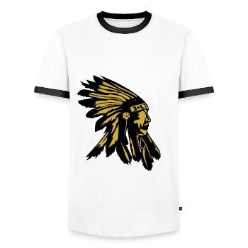 Indianer Kopf Native USA - Männer Kontrast-T-Shirt - Weiß/Schwarz - Vorne - AI Model Female 172 light (172cm) & AI Model Male 178 dark (178cm)