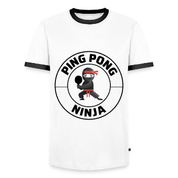 Ping Pong Master Tennis de Table Ninja Warrior Drôle - T-shirt contrasté Homme - blanc/noir - Devant - AI Model Female 172 light (172cm) & AI Model Male 178 dark (178cm)