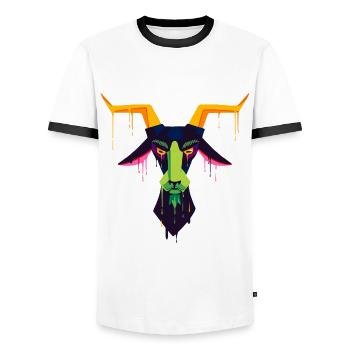 Un beau et drôle de design de chèvre faun - T-shirt contrasté Homme - blanc/noir - Devant - AI Model Female 172 light (172cm) & AI Model Male 178 dark (178cm)