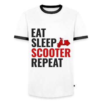 Roller Fahrer Scootering Motorrad Moped Bike - Männer Kontrast-T-Shirt - Weiß/Schwarz - Vorne - AI Model Female 172 light (172cm) & AI Model Male 178 dark (178cm)