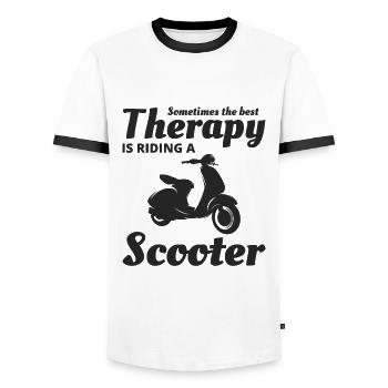 Scooter Rider Scootering Motorcycle Racer Ride - Men's Ringer Shirt - white/black - Front - AI Model Female 172 light (172cm) & AI Model Male 178 dark (178cm)