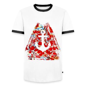 anchor e 251 - Men's Ringer Shirt - white/black - Front - AI Model Female 172 light (172cm) & AI Model Male 178 dark (178cm)