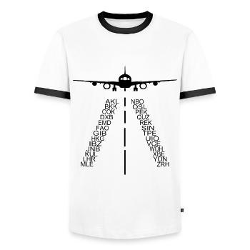 AVION À RÉACTION - T-shirt contrasté Homme - blanc/noir - Devant - AI Model Female 172 light (172cm) & AI Model Male 178 dark (178cm)