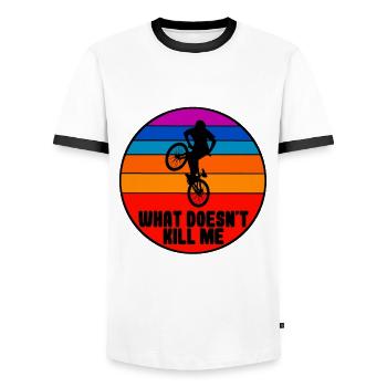 BMX Fahrrad / BMX Bike / BMX Freestyle - Men's Ringer Shirt - white/black - Front - AI Model Female 172 light (172cm) & AI Model Male 178 dark (178cm)