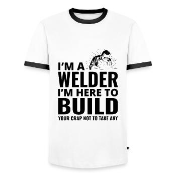 Weld Welding Welder Metal Construction Ironworker - Men's Ringer Shirt - white/black - Front - AI Model Female 172 light (172cm) & AI Model Male 178 dark (178cm)