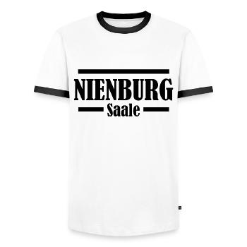nienburg saale - Männer Kontrast-T-Shirt - Weiß/Schwarz - Vorne - AI Model Female 172 light (172cm) & AI Model Male 178 dark (178cm)