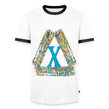 E 201 x - T-shirt contrasté Homme - blanc/noir - Devant - AI Model Female 172 light (172cm) & AI Model Male 178 dark (178cm)