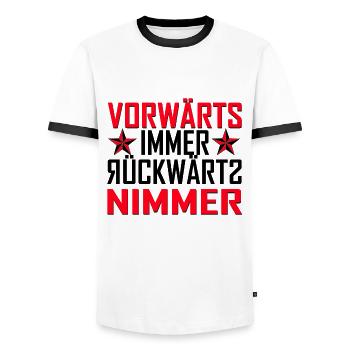 vorwärts immer - Männer Kontrast-T-Shirt - Weiß/Schwarz - Vorne - AI Model Female 172 light (172cm) & AI Model Male 178 dark (178cm)