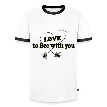 Love to bee with you with heart - Men's Ringer Shirt - white/black - Front - AI Model Female 172 light (172cm) & AI Model Male 178 dark (178cm)