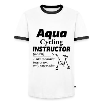 Aqua Cycling Swimming Pool Fitness Training Coach - Men's Ringer Shirt - white/black - Front - AI Model Female 172 light (172cm) & AI Model Male 178 dark (178cm)