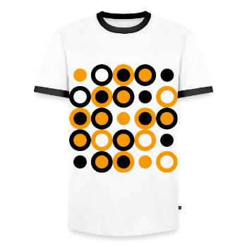geometric patterns - Men's Ringer Shirt - white/black - Front - AI Model Female 172 light (172cm) & AI Model Male 178 dark (178cm)