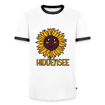 Hiddensee - Männer Kontrast-T-Shirt - Weiß/Schwarz - Vorne - AI Model Female 172 light (172cm) & AI Model Male 178 dark (178cm)