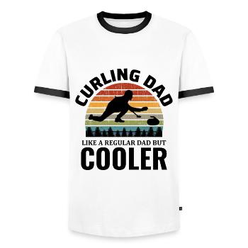 Curling Balai Sports de glace d’hiver Papa Fête des pères - T-shirt contrasté Homme - blanc/noir - Devant - AI Model Female 172 light (172cm) & AI Model Male 178 dark (178cm)