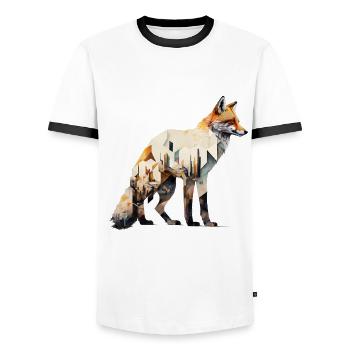 Fuchs Fuchsmotiv Tiere Geschenk Kunst Tiermotiv - Männer Kontrast-T-Shirt - Weiß/Schwarz - Vorne - AI Model Female 172 light (172cm) & AI Model Male 178 dark (178cm)