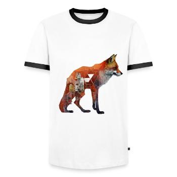 Fuchs Fuchsmotiv Tiere Geschenk Kunst Tiermotiv - Männer Kontrast-T-Shirt - Weiß/Schwarz - Vorne - AI Model Female 172 light (172cm) & AI Model Male 178 dark (178cm)