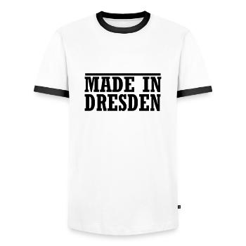 made in Dresden - Männer Kontrast-T-Shirt - Weiß/Schwarz - Vorne - AI Model Female 172 light (172cm) & AI Model Male 178 dark (178cm)