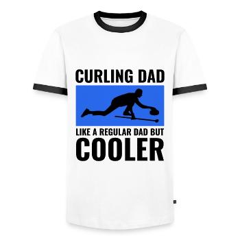 Curling Sweeping Winter Ice Sport Dad Fathers Day - Men's Ringer Shirt - white/black - Front - AI Model Female 172 light (172cm) & AI Model Male 178 dark (178cm)