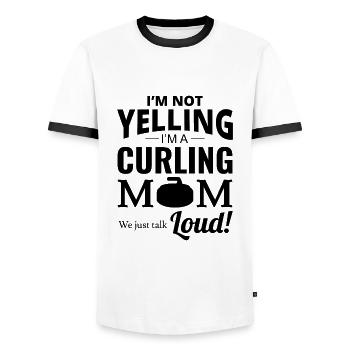 Curling Mom Winter Ice Sport Curler Mothers day - Men's Ringer Shirt - white/black - Front - AI Model Female 172 light (172cm) & AI Model Male 178 dark (178cm)