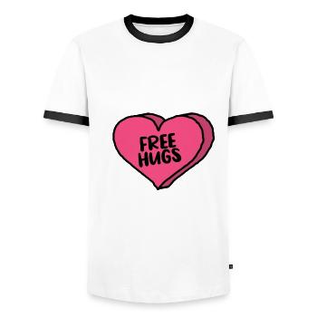 free hugs - Männer Kontrast-T-Shirt - Weiß/Schwarz - Vorne - AI Model Female 172 light (172cm) & AI Model Male 178 dark (178cm)