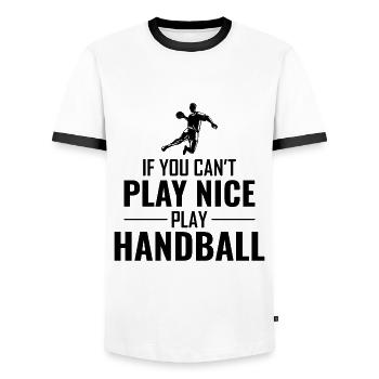 Handballspieler Sport Team Handballer Lustiger Spruch - Männer Kontrast-T-Shirt - Weiß/Schwarz - Vorne - AI Model Female 172 light (172cm) & AI Model Male 178 dark (178cm)