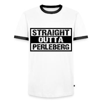 Perleberg - Männer Kontrast-T-Shirt - Weiß/Schwarz - Vorne - AI Model Female 172 light (172cm) & AI Model Male 178 dark (178cm)