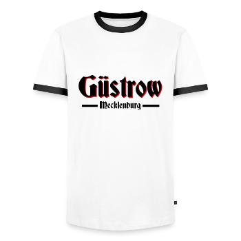 Güstrow - Männer Kontrast-T-Shirt - Weiß/Schwarz - Vorne - AI Model Female 172 light (172cm) & AI Model Male 178 dark (178cm)
