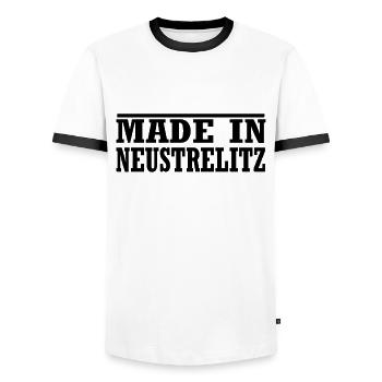 Made in Neustrelitz - Männer Kontrast-T-Shirt - Weiß/Schwarz - Vorne - AI Model Female 172 light (172cm) & AI Model Male 178 dark (178cm)
